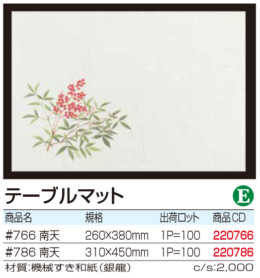 テーブルマット 南天