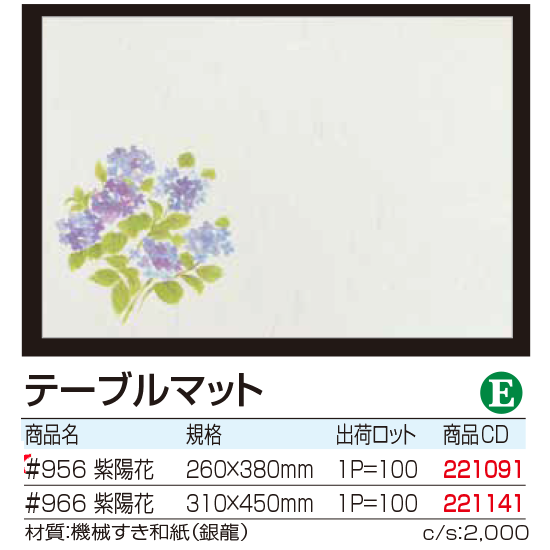 テーブルマット 紫陽花